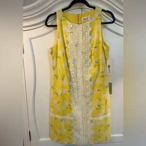 Eliza J Yellow Floral Lace Mini Dress